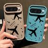 Airplane Stars Pattern Matte TPU Case For Google Pixel 9 Pro XL 8A 8 Pro 7A Shockproof Soft Silicone Lens Protection Phone Cover