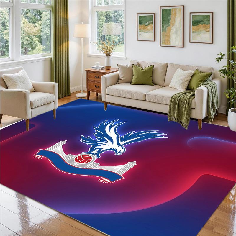 Crystal Palace Football Design Crystal Velvet Rug Soft Decorative Mat for Bedroom Entrance