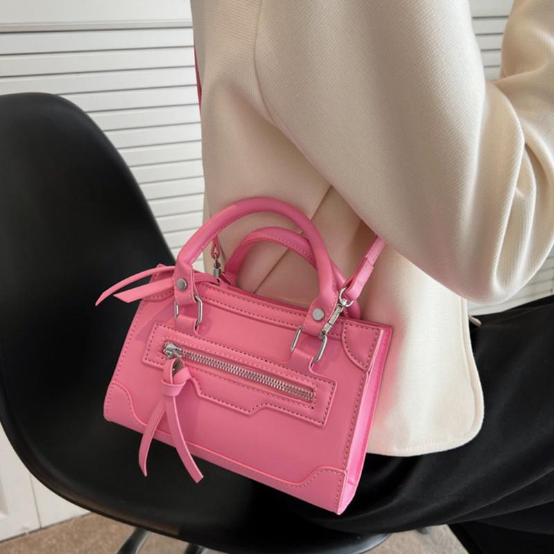 Bolsa de ombro feminina pequena de couro PU vintage com zíper quadrado bolsa crossbody