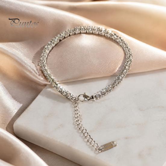 Sparkling Zircon Anklet 4mm Cubic Zirconia Classic Tennis Bracelet, Adjustable Rhinestone for Women, Hypoallergenic Dainty Ankle Bracelet Foot Jewelry