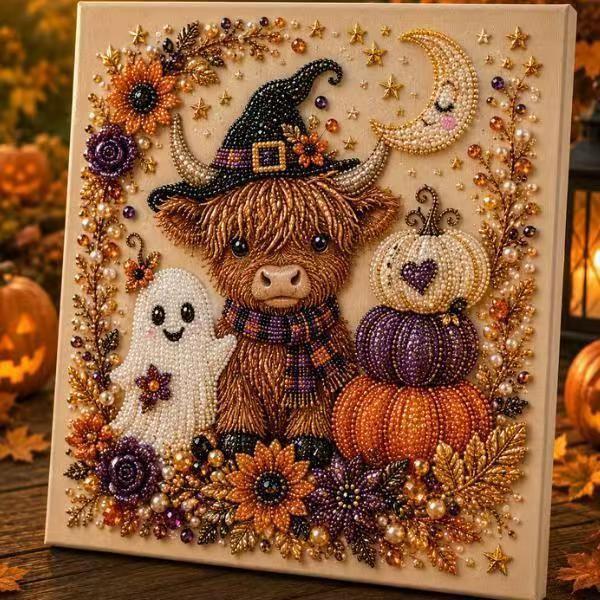 DIY Halloween Pearl Painting Raven Pumpkin Diamond Art Kit Handmade Festival Decoration 30x40cm
