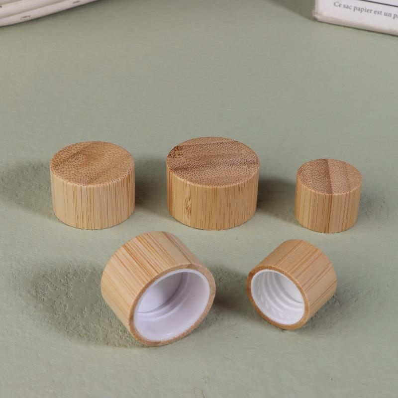 1/5 Pcs Eco-Friendly Screw Bamboo Bottle Caps With Reducer Replace Empty Bottle Caps With Drop Plug Real Bamboo Cover Screw Cap