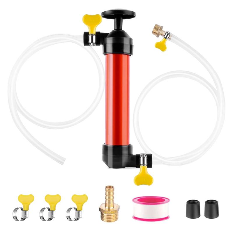 Kit de Bomba Manual Sifão Anticongelante para RV Bomba de Transferência de Líquidos Com Duas Mangueiras de PVC Transparentes de 1 Metro Para Gasolina, Óleo e Fluidos