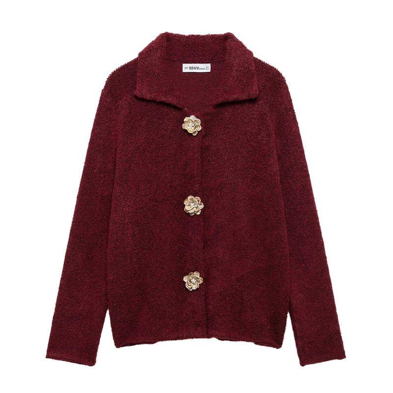 Kaslead New Arrival Women's Clothing Fashion Style Fashion with Flower Buttons Knitting Cardigan 9598175