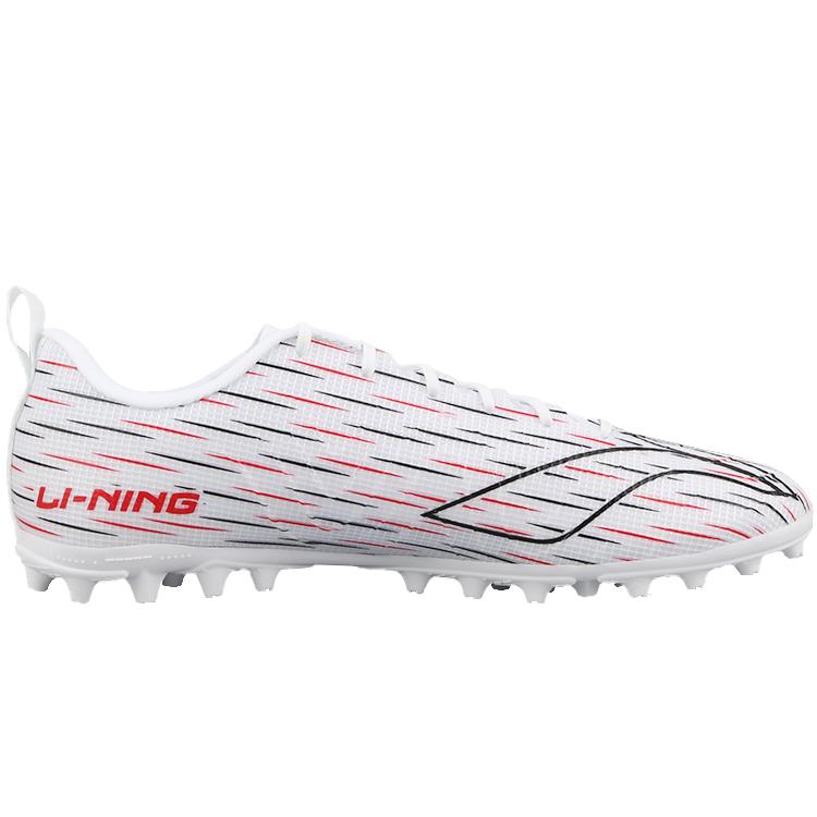 Li Ning MG Multi Ground Artificial Turf TPU Cushioning Slip Resistant Soccer Shoes Unisex White Red YSFU043-4