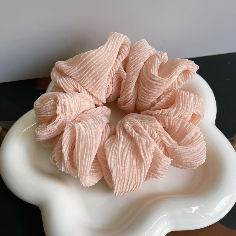 Solid Color Pleated Fabric Hair Ring Women Simple Cream Style High Elastic Scrunchie High-end Hair Accessories