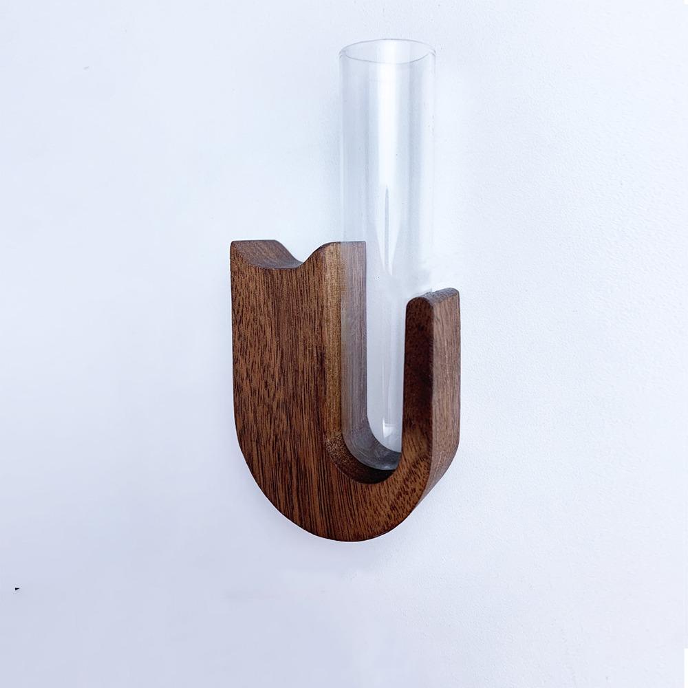 Funny Wooden Pet Cat Hair Vase Cartoon with Glass Tube Pet Hair Storage Box Magnetic Fridge Magnet Vase Fridge Decoration