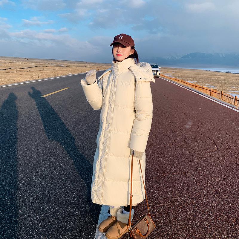 Mid-length over-the-knee down cotton jacket women's 2025 winter new loose thickened bread jacket student cotton jacket