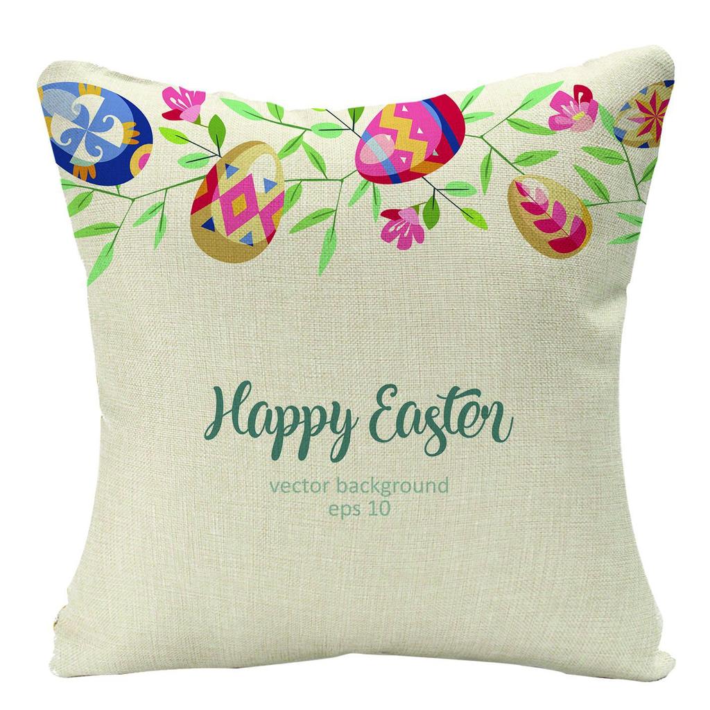 New Easter Bunny Linen Pillow Cover Home Sofa Pillow Cushion Cover