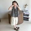 Girl's Sleeveless Wide Leg Pants Set Summer Fashion Versatile Checkered Casual Set for Girls
