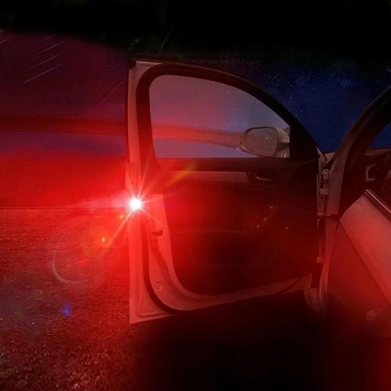 New 2pcs Car Door Safety Anti-collision Warning Light Door Burst Light LED Anti Rear End Sensing Light Door Opening Light