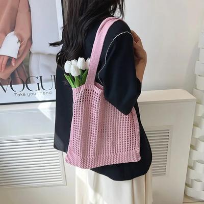 Korean Hook Flower Women's Bag Knit Bag Casual Hollow Bag Shoulder Beach Bag