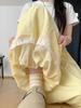 Lace Patchwork Lantern Pants - Spring/Summer Academy Style, Ice Silk, Wide-Leg Skirt Pants, Slimming Bud-Shaped Design.