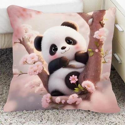 Quadratischer Panda-Kissenbezug, niedliches Kissen, Sofakissenbezüge, Lendenkissen für Zuhause