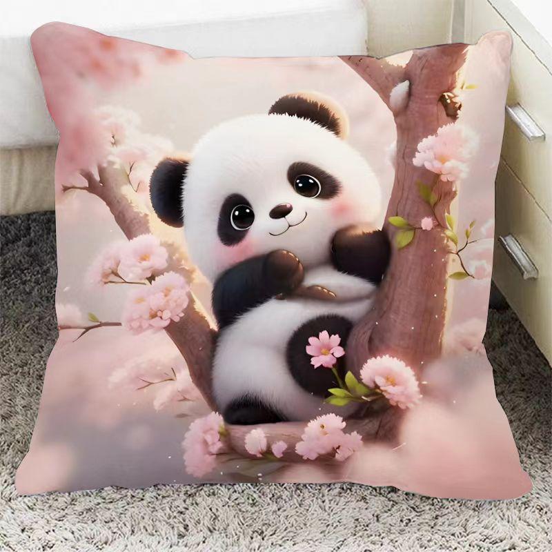 Taie d'oreiller carrée Panda, jolie housse de coussin de canapé, coussin lombaire pour la maison