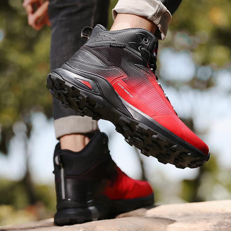 Men Winter Snow Boots Waterproof Leather Sneakers Super Warm Men's Boots Outdoor Male Hiking Boots Work Shoes