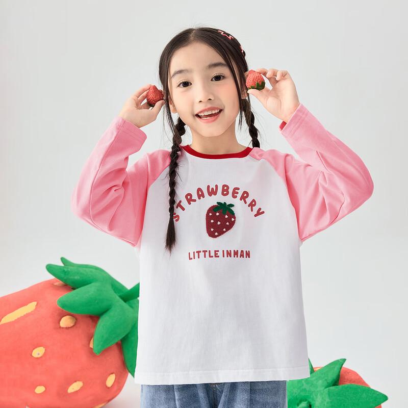 Xiaoyinman Girls' Strawberry Print Long-Sleeve T-Shirt