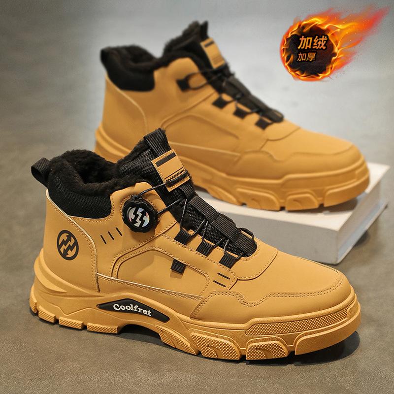 Winter Men's Shoes Velvet High-top Martin Boots Men's Retro Thickened Thermal Cotton Shoes Platform Tooling Short Boots