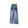 Unisex Distressed Washed Denim Jeans Straight Fit Mid-Rise Casual Streetwear Youth