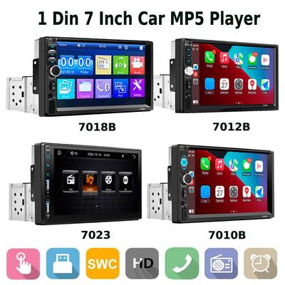 7 Polegada 1din mp5 rádio do carro 7010b/7012b/7018b/7023/universal, display sensível ao toque, fm, usb, bluetooth, multimídia aux com tela
