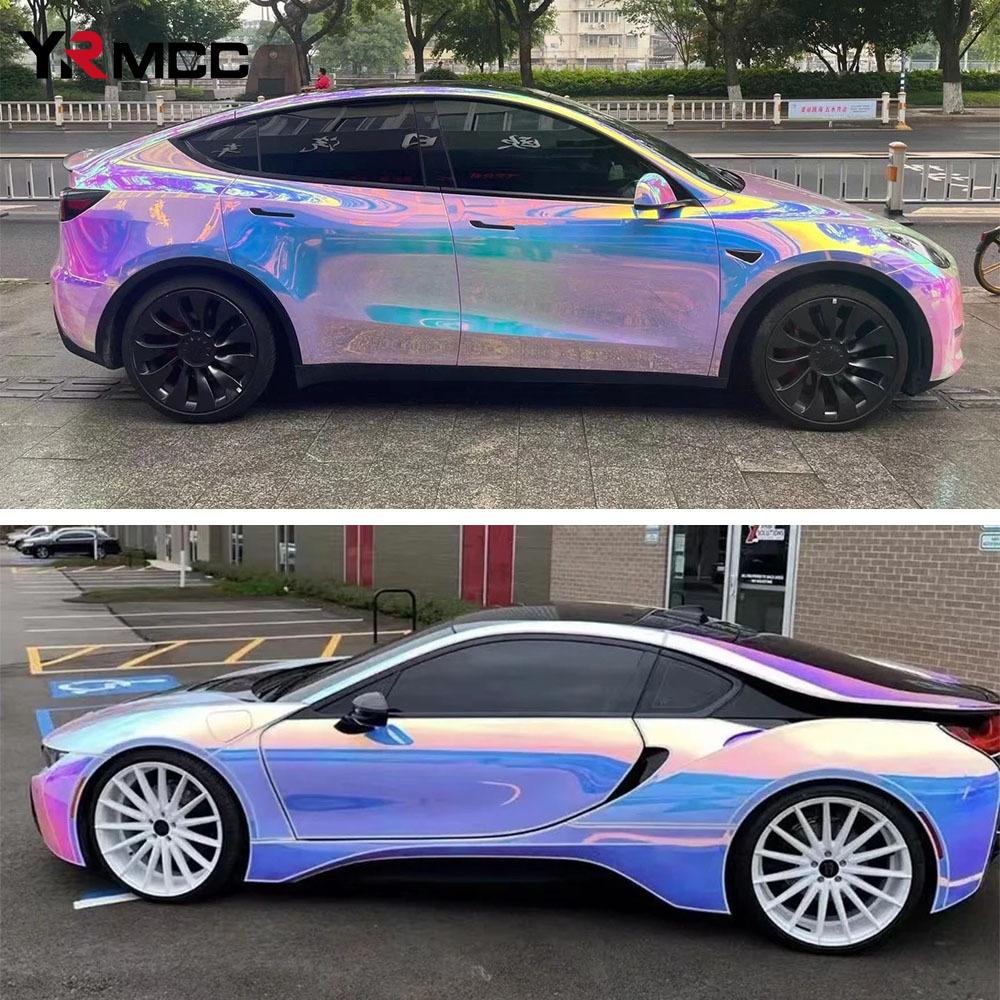 Adesivi per Auto Vinile Rosa Pellicola Arcobaleno Fai da Te Autoadesivi Cambia Colore Impermeabili Antigraffio Rilascio d'Aria Accessori Auto