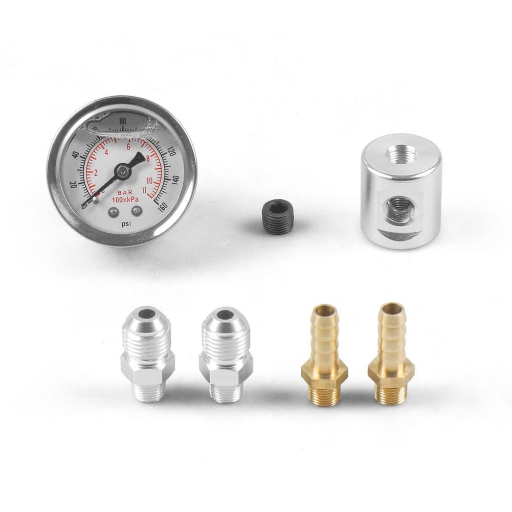 0-160 Psi Range Fuel Pressure Gauge AN6 Adapter Kit