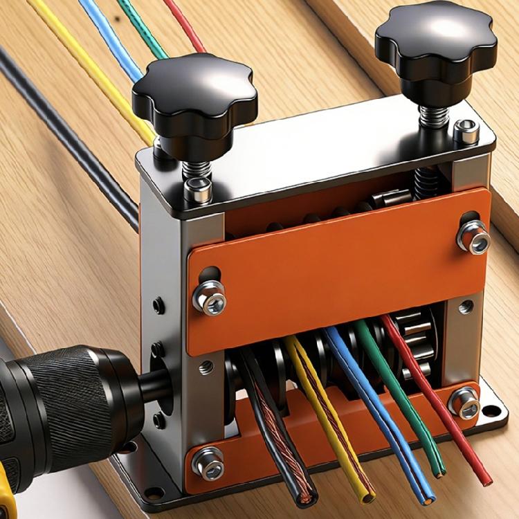 Drahtabisoliermaschine mit 6 Kanälen & 5 Klingen Tragbarer Aluminiumrahmen Drahtabisoler für Bohrerstrom oder Handkurbel