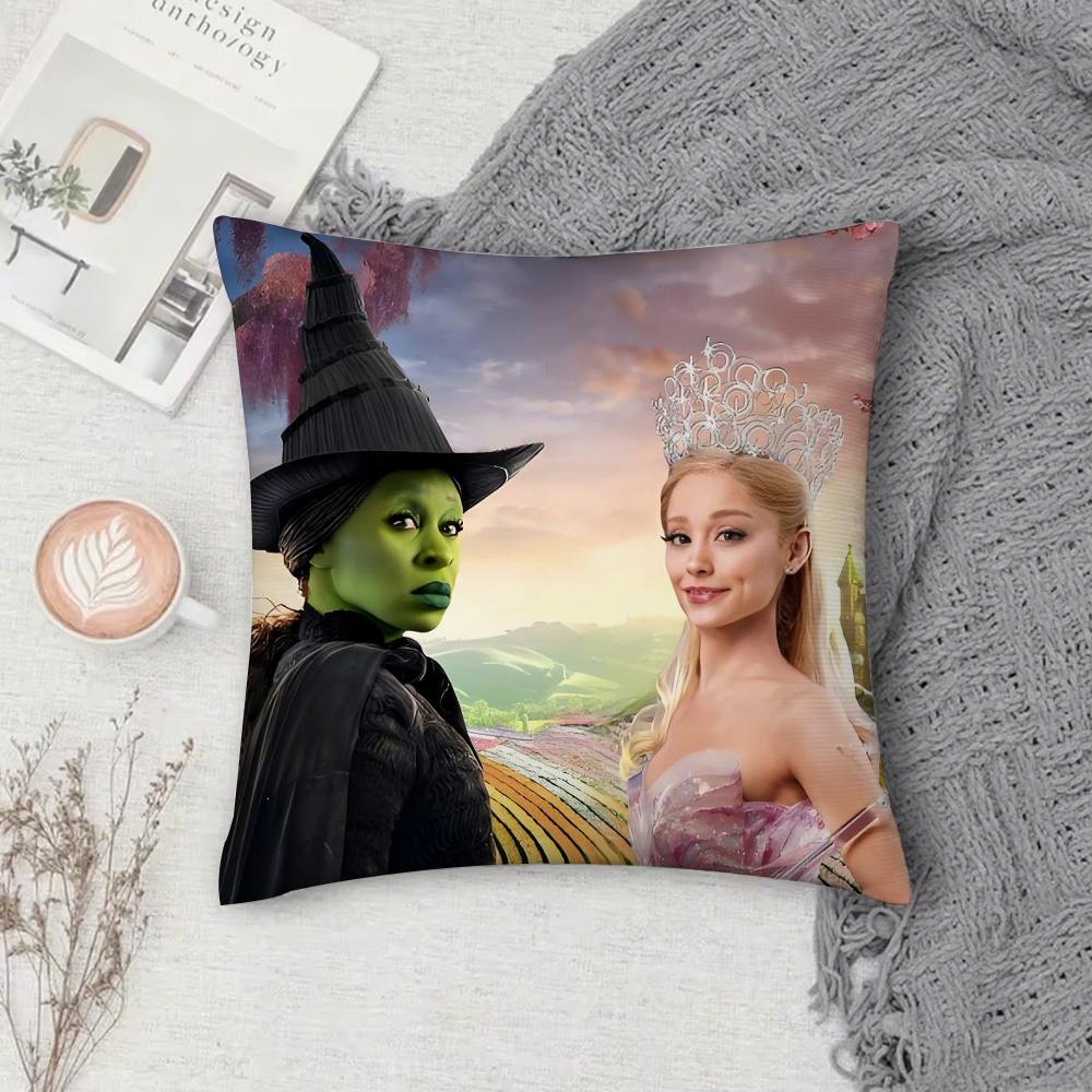 Movie W-Wicked Pillow Case Square Double-Sided Printing Short Plush Sofa Cushion Cover Bedroom Bedside Pillow