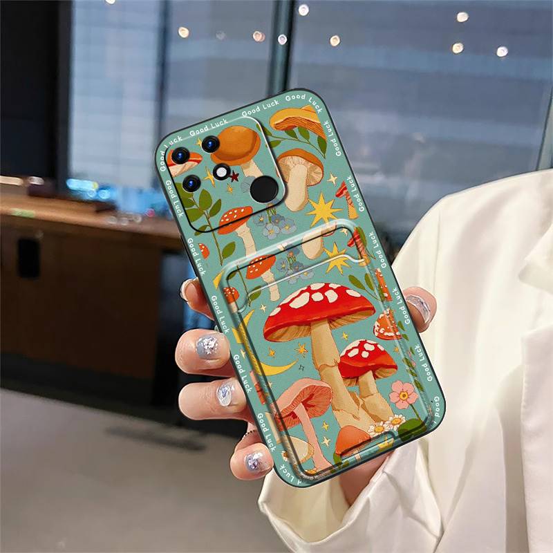 Card Slot Back Cover Phone Case For OPPO Realme Narzo 50A Protective Durable Dirt-resistant Cartoon TPU Shockproof Cute