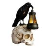 Halloween Crow Skull Night Light Table Lamp Halloween Decorative Skull Lamp Gothic Decorative Night Light Resin Craftsmanship