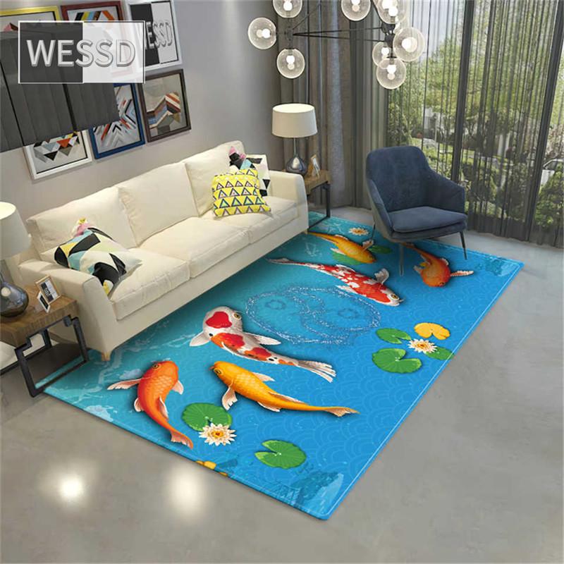 Carp Fish 3D Carpet For Living Room Large Rug House Coffee Table Mat Decorative Soft Bedroom Floor Mat Bathroom Mat Sponge