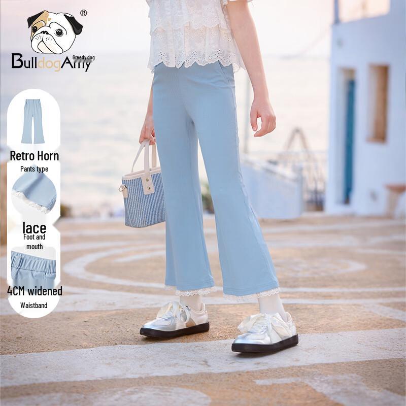 Chanzuigou Girls Summer Retro Flare Pants with Lace Trim 160