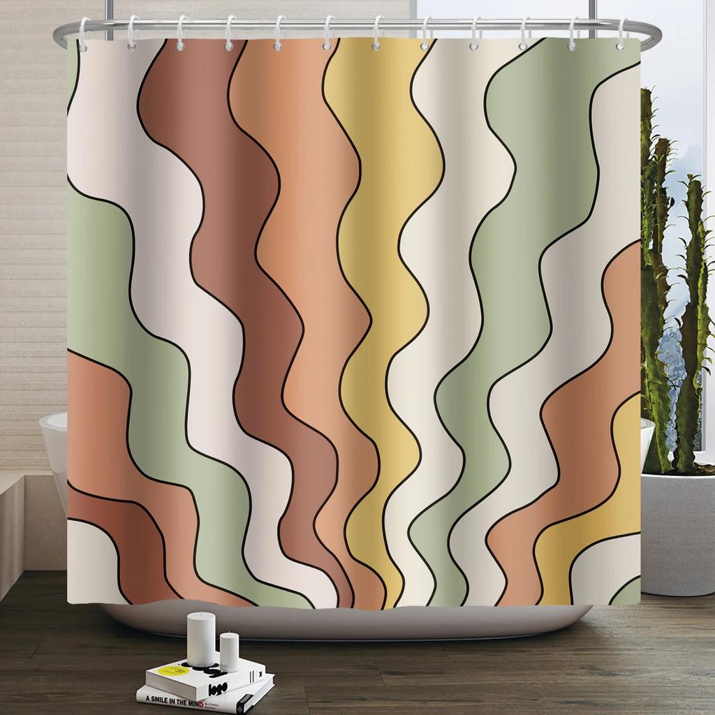 Retro Boho Shower Curtain - Vibrant 70s Floral & Mushroom Designs for Cozy Bathroom Décor, Waterproof, Easy Care & Groovy Vibes