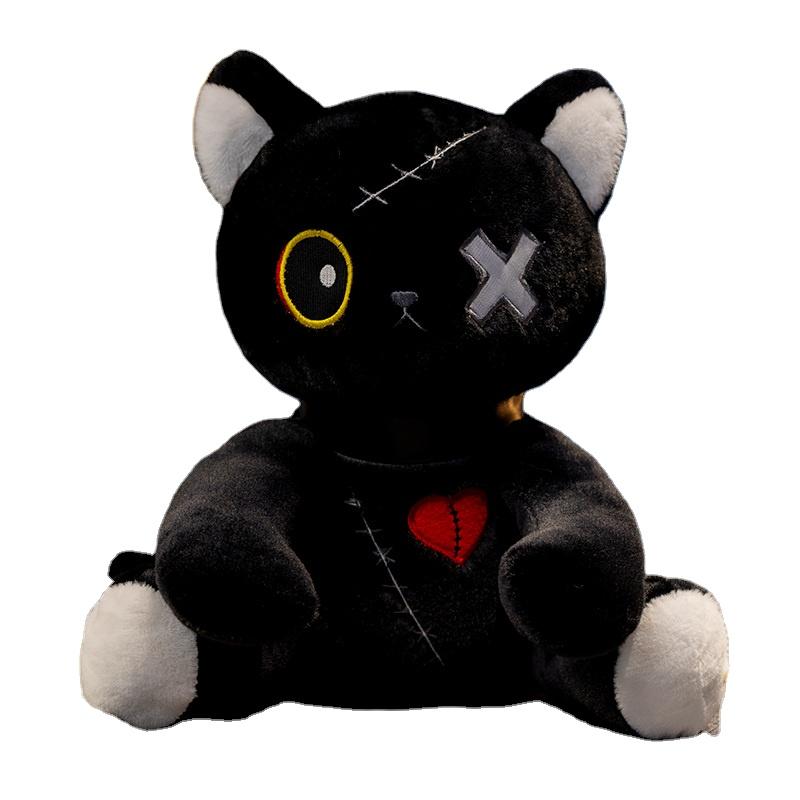 Gotischer Darkpunk Stil Dunkles Thema Stimmung Katze Plüschtier Weiches Kissen Cartoon Kätzchen Kuscheltier Halloween Geschenke