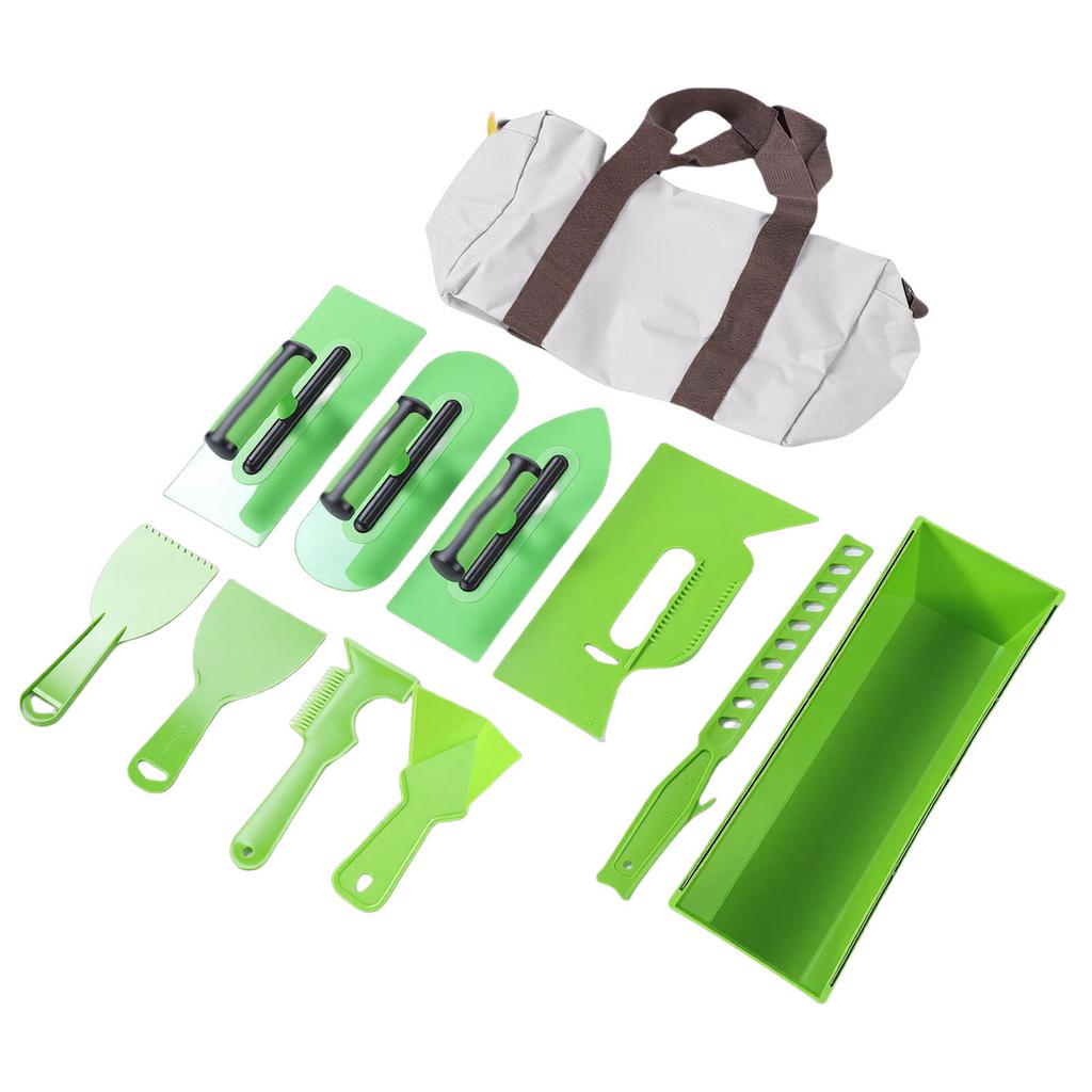 Plastic Trowel Kit Lightweight Ergonomic Handle Round Pointed Trowels Plastering Set with Storage Bag for Wall Finishing
