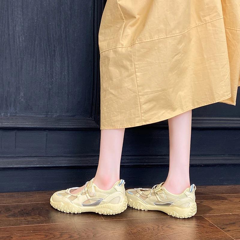 Fashion Mary Jane Sports Sandals Women's Summer Soft Bot Anti-Slip 2025 New Hollow out Breathable Thi Heel Magic Tape