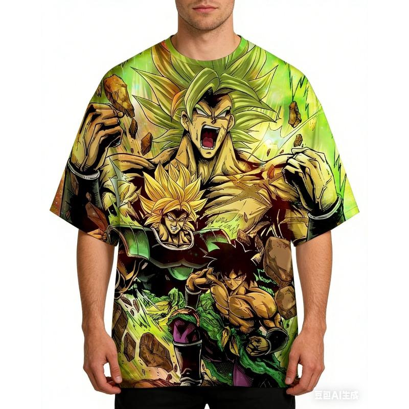 

New Dragon Ball Super Broly Legendary Super Saiyan All Forms Anime T-shirt Men s Full Sublimation Green Aura Print Casual Top S