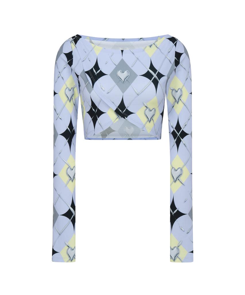 Kwajipyuliti Chrome Argyle Crop Top (Blue)