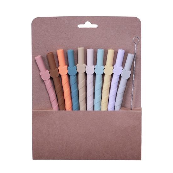 10ks barevných silikonových brček opakovaně použitelných Snadno se čistí Bez BPA rovná brčka vhodná do myčky na nádobí vhodná do potravin