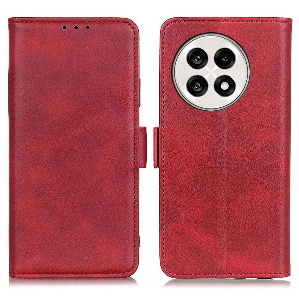

For OnePlus 13R 5G/Ace 5 5G Case Stand Cowhide Texture PU Leather Phone Cover Red