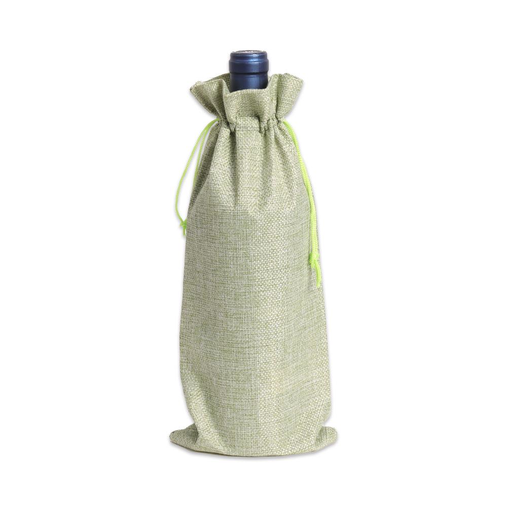 Multicolor Burlap Wine Gift Set with Drawstring Bag