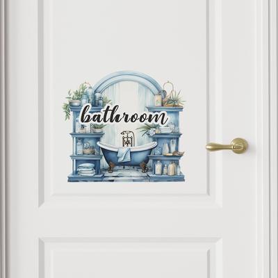 Fun-f59 Wandaufkleber mit Spruch „Badezimmer“, Badewanne, Badezimmer, Heimdekoration, Wandaufkleber