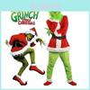 Halloween And Christmas Grinch Stole Christ Cosplay Costume Accessory Set For Party Wear