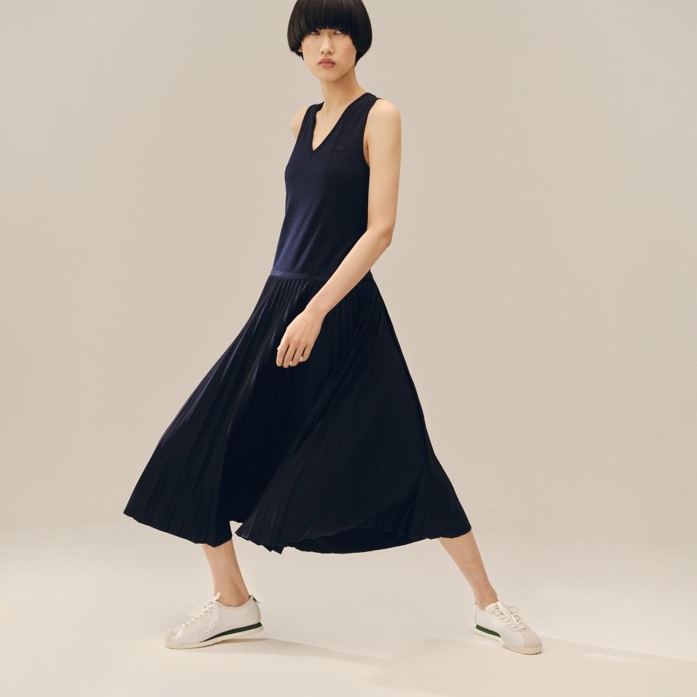 [lacoste] Women's V-Neck Sleeveless Pleated Dress EF8849-56G166