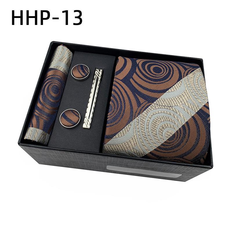 Paisley Men'S Tie Square Cuff Tie Clip Gift Box Set Business Casual Tie Black Gift Box