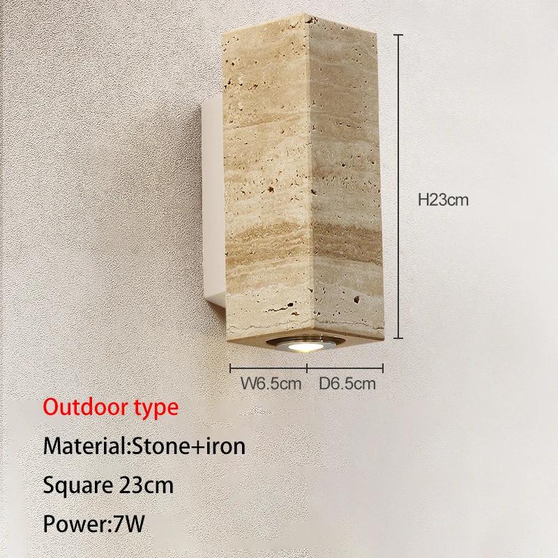 Yellow Travertine Japanese-style Wabi-sabi Style Bedroom Bedside Wall Lamp Living Villa Courtyard Balcony Background Chandelier