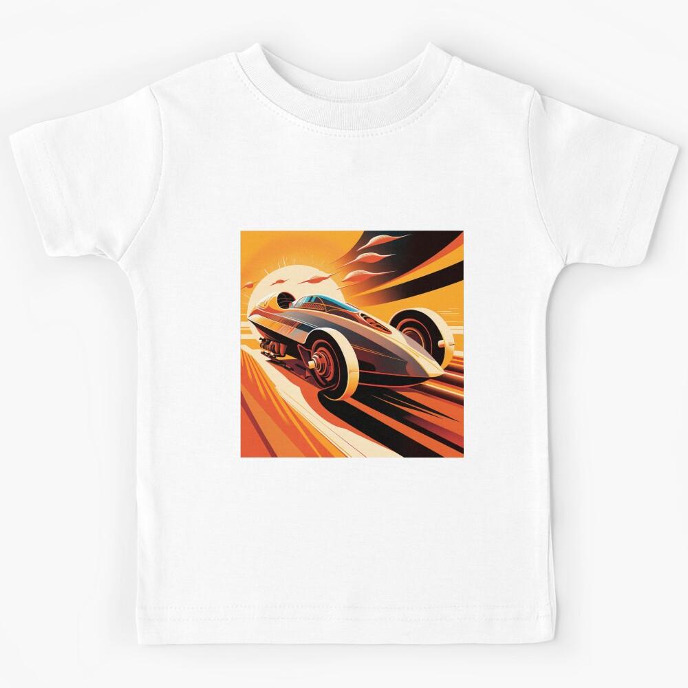 Speed Car Formel One Futuristic Vintage Illustration Colorful Kids T-Shirt 150