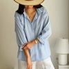 Women Loose Striped Lazy Style Casual Vacation Shirt Top