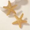 Starfish Geometric Stud Earrings: European & American Metal Textured Design