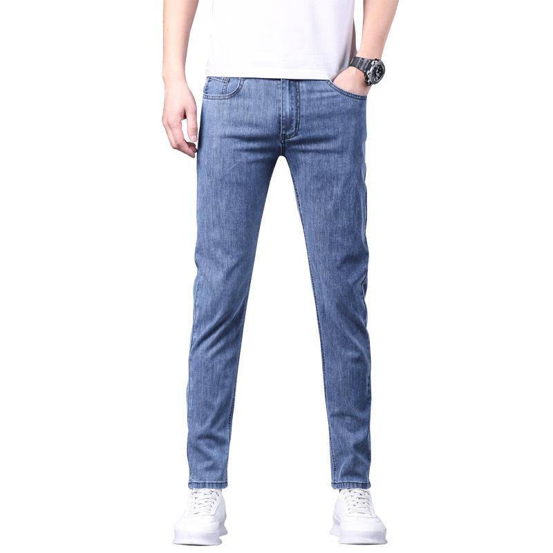 Autumn And Winter Thick Jeans Men'S Slim Fit Small Straight Leg New Men'S Pants Business Casual Men'S Long Pants Trendy Brand
